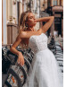 Beaded Ivory Lace Tulle Wedding Dress With Detachable Sleeves